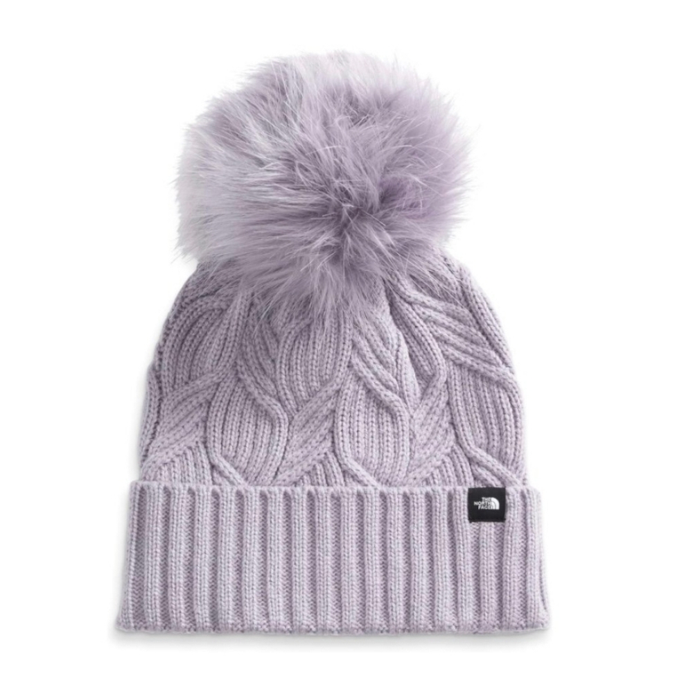 The North Face Oh Mega Fur Pom Beanie Winter Hat Minimal Grey Slightly Purple 💜